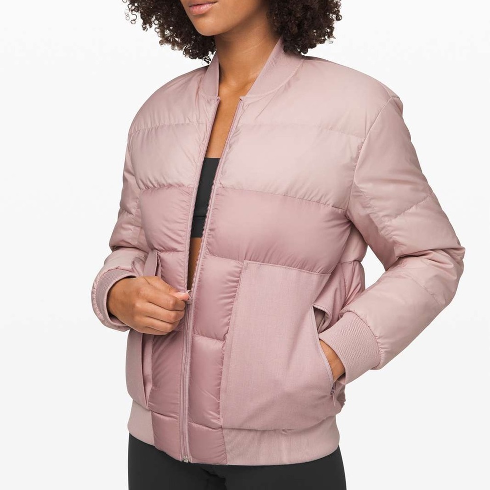 Lululemon Roam Far Wool Bomber in Pink